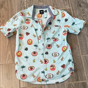 Boys Vans Off the Wall button down Shirt with fruit Graphics size medium LN